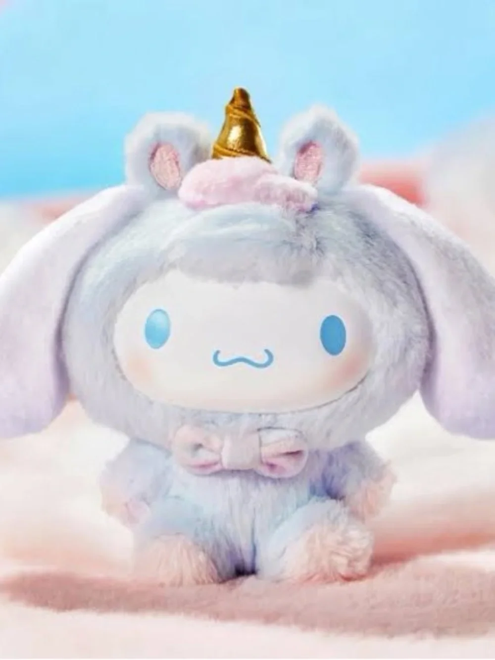 Plush Unicorn Bunny Small Pet Toy — Pastel Blue & Pink